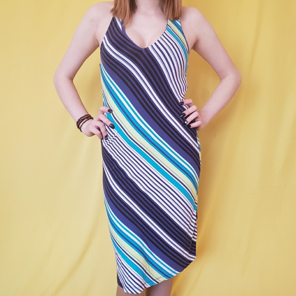 Tight blue stripe dress